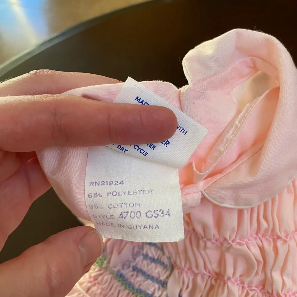 Polly Flinder Hand Smocked vintage pink dress prairie sheep - Picture 6 of 10